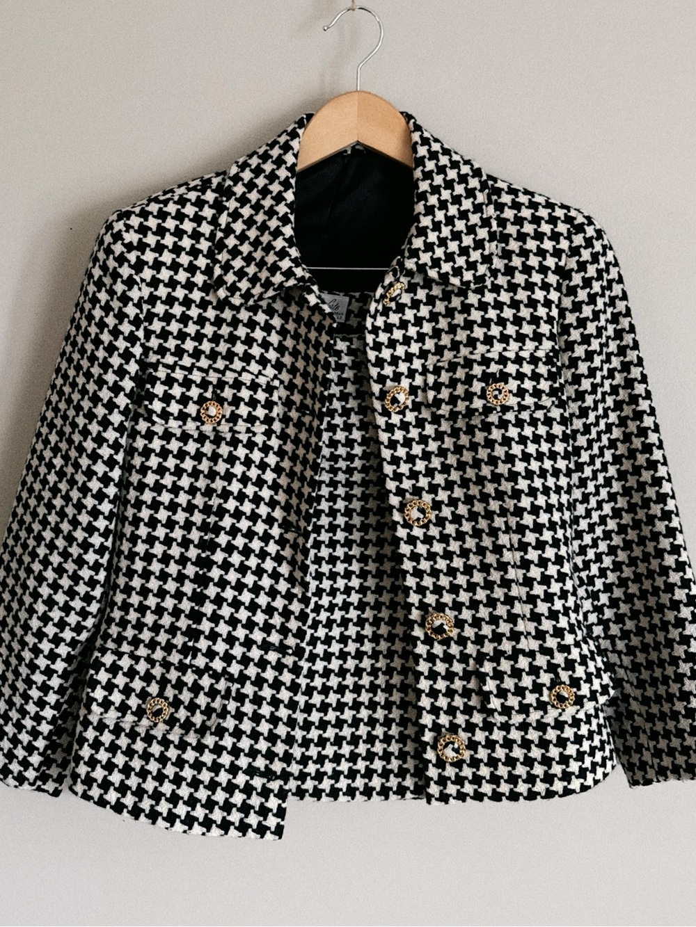 VTG Max Mara Pianoforte Houndstooth Wool Skirt Suit Set IT 42 US 6 Luxury